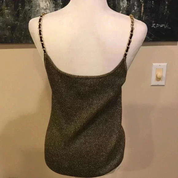 Cable and gauge Silk Blend Metallic Sparkle Tank Top w/spaghetti straps-Size L - Picture 3 of 7